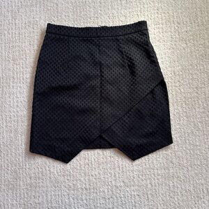 Textured Black Asymmetrical Mini Skirt